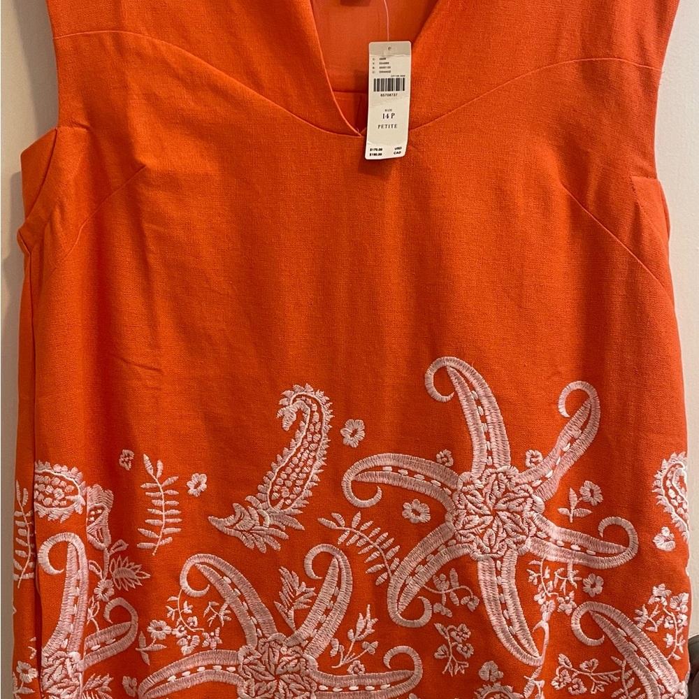 Orange Embroidered Sleeveless dress